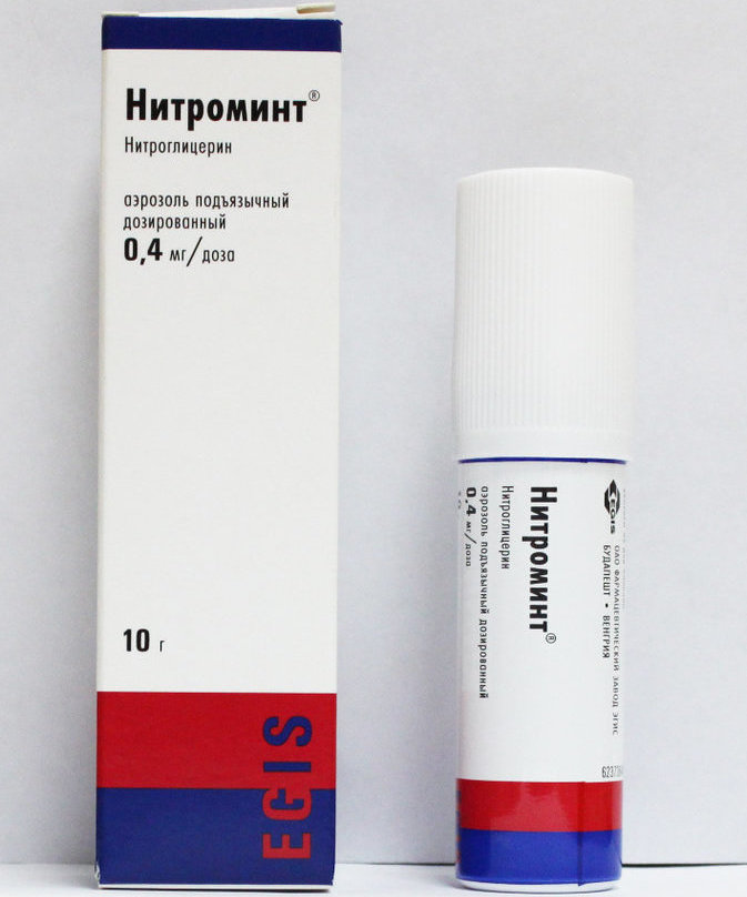 Нитроминт аэроз. 0,4мг/доза 10г (180д)  (Нитроглицерин) Производитель: Венгрия Egis